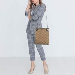 Gucci Beige/Brown GG Canvas and Leather Eclipse Messenger Bag