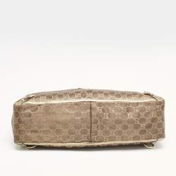 Gucci Brown/Gold GG Fabric and Leather Abbey D-Ring Tote