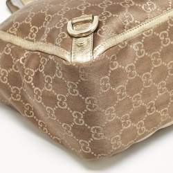 Gucci Brown/Gold GG Fabric and Leather Abbey D-Ring Tote