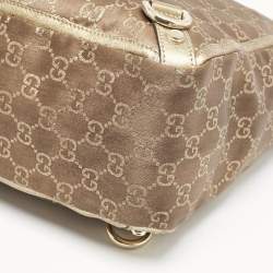 Gucci Brown/Gold GG Fabric and Leather Abbey D-Ring Tote