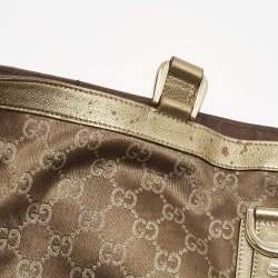 Gucci Brown/Gold GG Fabric and Leather Abbey D-Ring Tote