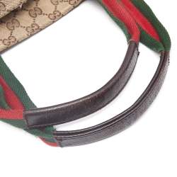 Gucci Beige GG Canvas Web Shopper Tote