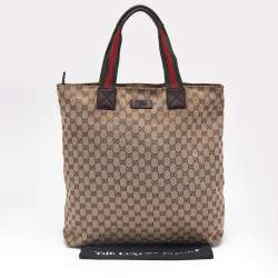 Gucci Beige GG Canvas Web Shopper Tote