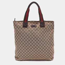 Gucci Beige GG Canvas Web Shopper Tote