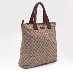 Gucci Beige GG Canvas Web Shopper Tote