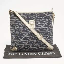 Gucci Blue Logo Denim and Leather Abbey D-Ring Messenger Bag