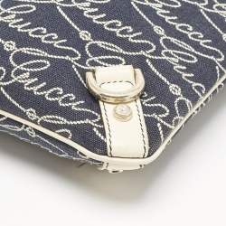 Gucci Blue Logo Denim and Leather Abbey D-Ring Messenger Bag