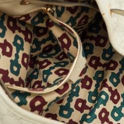 Gucci Cream Guccissima Leather Large Peggy Drawstring Tote