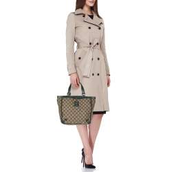 Gucci Beige/Green GG Canvas and Leather Medium Abbey Tote