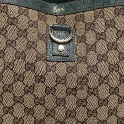 Gucci Beige/Green GG Canvas and Leather Medium Abbey Tote