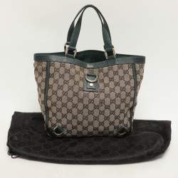 Gucci Beige/Green GG Canvas and Leather Medium Abbey Tote