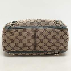 Gucci Beige/Green GG Canvas and Leather Medium Abbey Tote