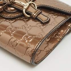 Gucci Bronze Guccissima Patent Leather Mini Emily Chain Shoulder Bag