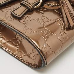 Gucci Bronze Guccissima Patent Leather Mini Emily Chain Shoulder Bag
