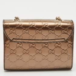 Gucci Bronze Guccissima Patent Leather Mini Emily Chain Shoulder Bag