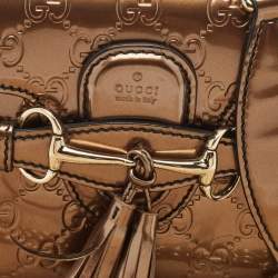 Gucci Bronze Guccissima Patent Leather Mini Emily Chain Shoulder Bag