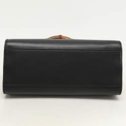 Pre Owned Gucci Black Leather Mini Nymphaea Bamboo Top Handle Bag