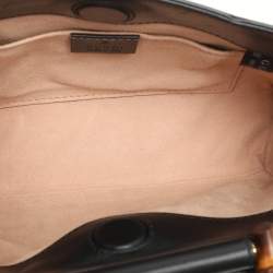 Pre Owned Gucci Black Leather Mini Nymphaea Bamboo Top Handle Bag