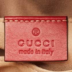 Gucci Red Matelassé Leather GG Marmont Belt Bag