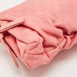 Gucci Pink Guccissima Leather Large Hysteria Clutch