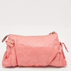 Gucci Pink Guccissima Leather Large Hysteria Clutch
