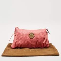 Gucci Pink Guccissima Leather Large Hysteria Clutch