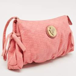 Gucci Pink Guccissima Leather Large Hysteria Clutch