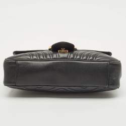 Gucci Black Matelasse Leather Medium GG Marmont Shoulder Bag