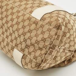 Gucci Off White/beige GG Canvas Medium Bamboo Bar Tote