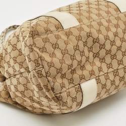 Gucci Off White/beige GG Canvas Medium Bamboo Bar Tote