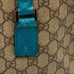 Gucci Beige/Teal Blue GG Supreme Canvas and Leather Vertical Tote