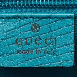 Gucci Beige/Teal Blue GG Supreme Canvas and Leather Vertical Tote