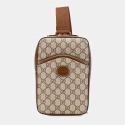 Gucci Brown GG Supreme Interlocking G Sling Bag