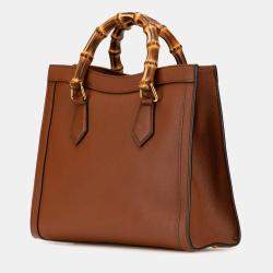 Gucci Brown Leather Small Bamboo Diana Satchel