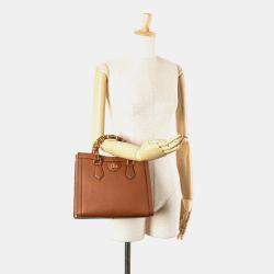 Gucci Brown Leather Small Bamboo Diana Satchel