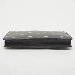 Gucci Black Leather Bee Star Messenger Bag