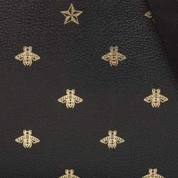 Gucci Black Leather Bee Star Messenger Bag