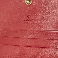Gucci Red Matelassé Leather GG Marmont Card Case