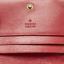 Gucci Red Matelassé Leather GG Marmont Card Case