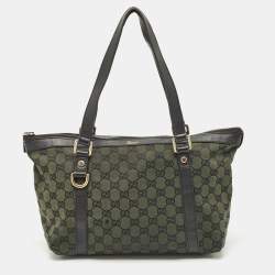 Gucci Green GG Canvas Abbey D-Ring Tote