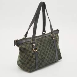 Gucci Green GG Canvas Abbey D-Ring Tote