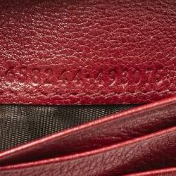 Gucci Burgundy Leather Bamboo Diana Card Case