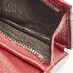 Gucci Burgundy Leather Bamboo Diana Card Case