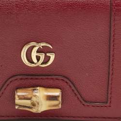 Gucci Burgundy Leather Bamboo Diana Card Case
