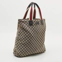 Gucci Blue/Beige GG Canvas Vertical Shopper Tote