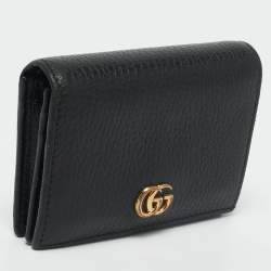 Gucci Black Leather GG Marmont Flap Card Case
