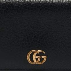 Gucci Black Leather GG Marmont Flap Card Case