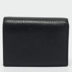 Gucci Black Leather GG Marmont Flap Card Case