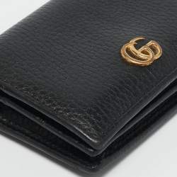 Gucci Black Leather GG Marmont Flap Card Case