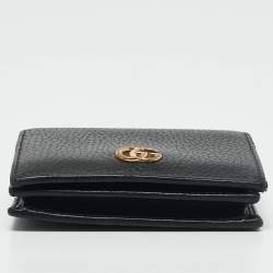Gucci Black Leather GG Marmont Flap Card Case